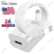 For iPhone 6 7 8 Plus XR XS 11 12 13 USB Wall Charger Block Fast Charging Cable