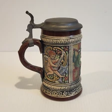 Vintage W Germany Original Gerzit Gerz Pub Scene Cherubs Beer Stein Half Liter
