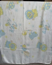 Vintage Thin Hospital Baby Receiving Blanket Animals