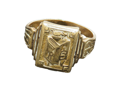 antique vintage old gold college signet