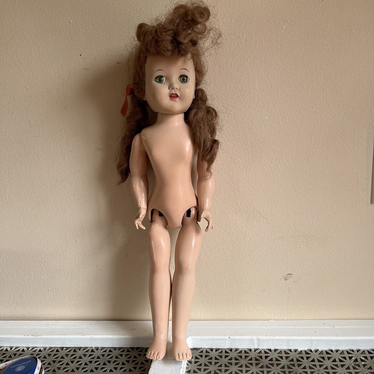 Vintage Hard Plastic Walker Walking Doll with Teeth 17