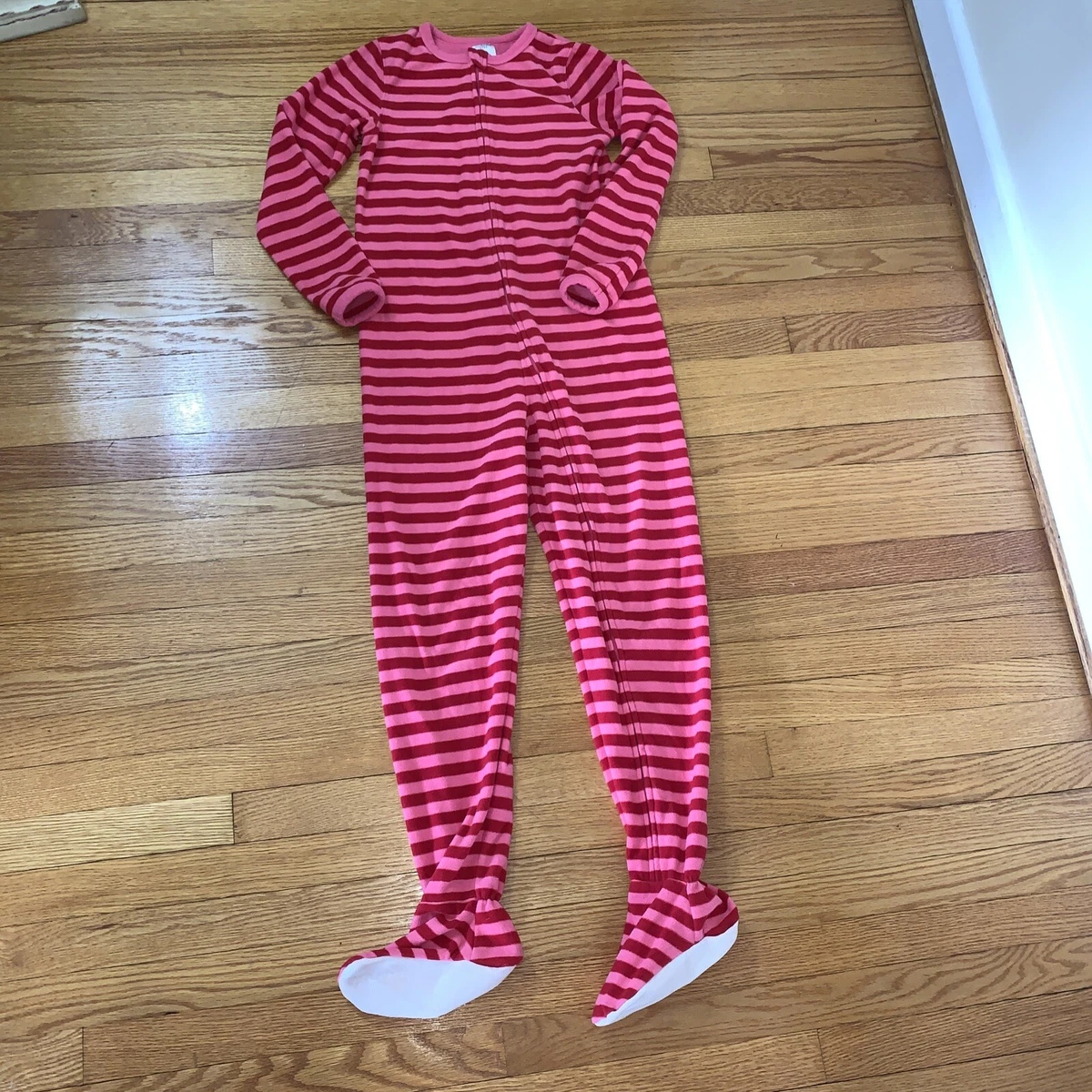 Lands' End Big Girl's Fleece Footed Pajamas Jammies One Piece - Size 10-12