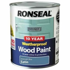 Ronseal 10 Year Weatherproof Wood Paint 750ml - Satin Gloss Finish 2in1