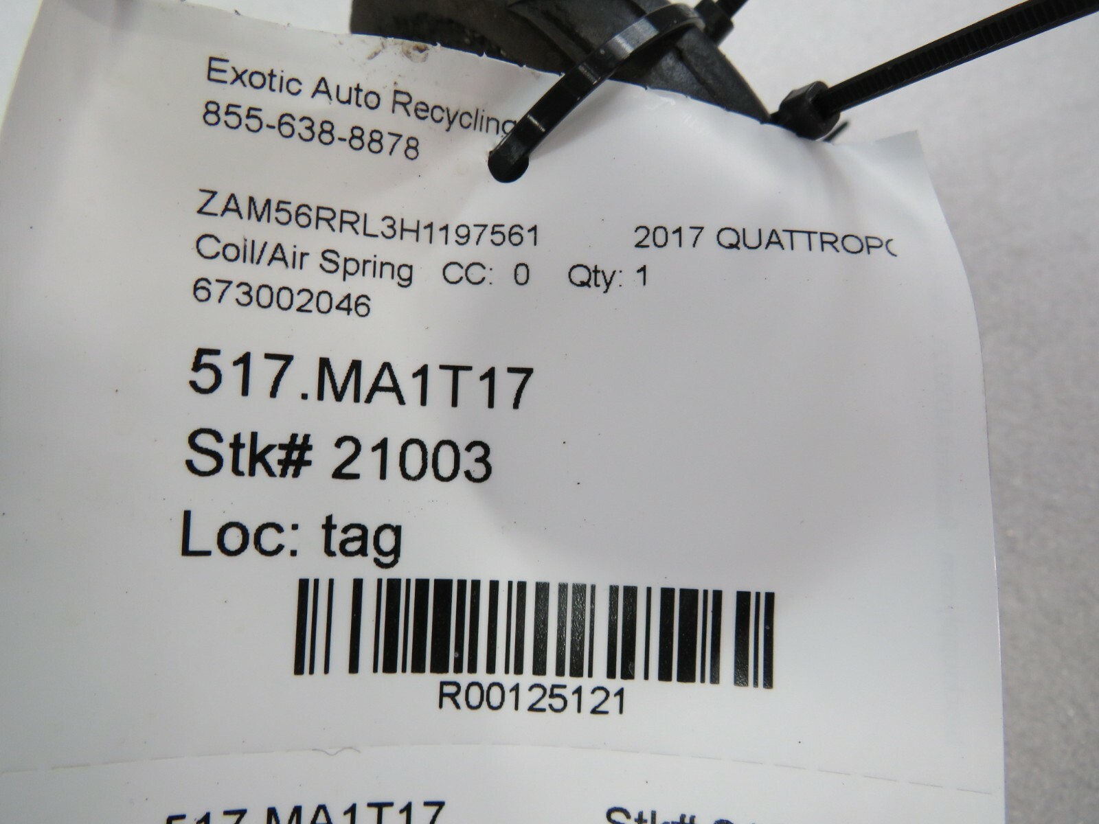 Maserati Quattroporte, Rear Coil / Air Spring, Used, P/N 673002046