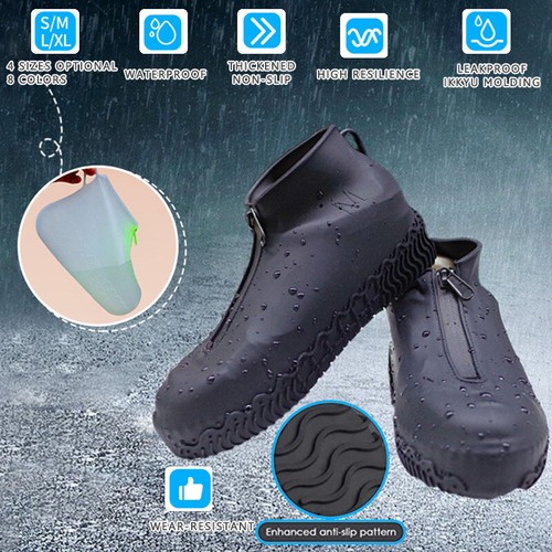 Shoe Boot Cover Protector with Zip Anti Slip Silicone Overshoes Rain Waterproof - Picture 9 of 22