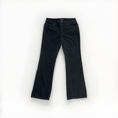 White House Black Market Black Corduroy Pants Women's 10 Bootcut Stretch 