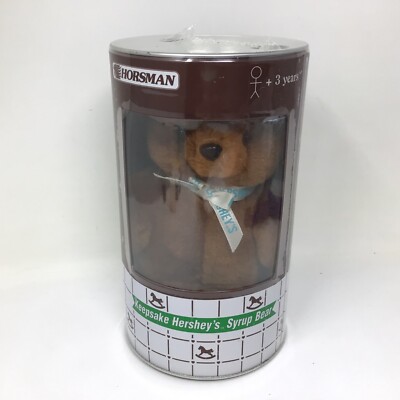 Horsman Hershey s  Syrup Plush Teddy Bear Metal Bank Canister 1998 New Sealed