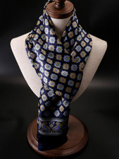 100  Silk Scarf men women neckerchief Wrap plaid blue navy