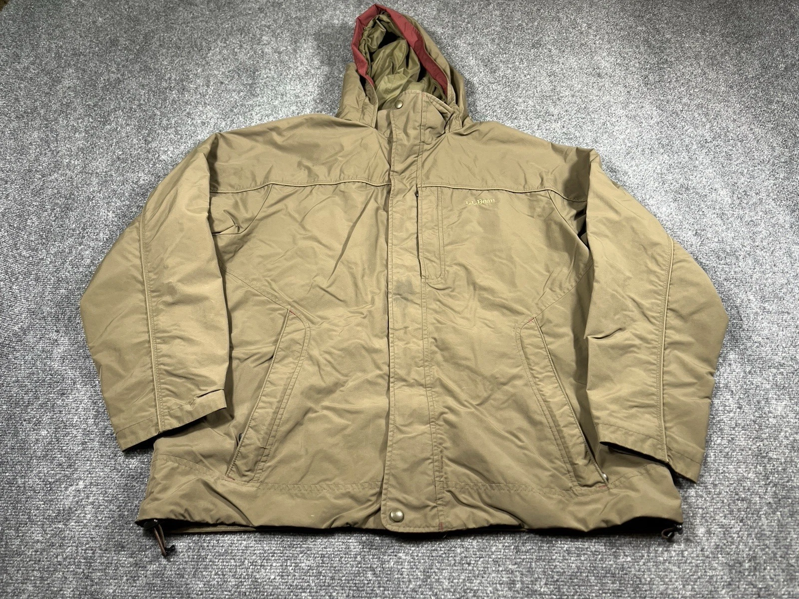LL Bean Jacket Adult Size Large Long Sleeve Hooded Zip Up Green Outdoor Hiking