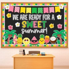 Summer Bulletin Board Decor Sweet Fruit Palm Trees Cutouts Hawaii Beach Theme
