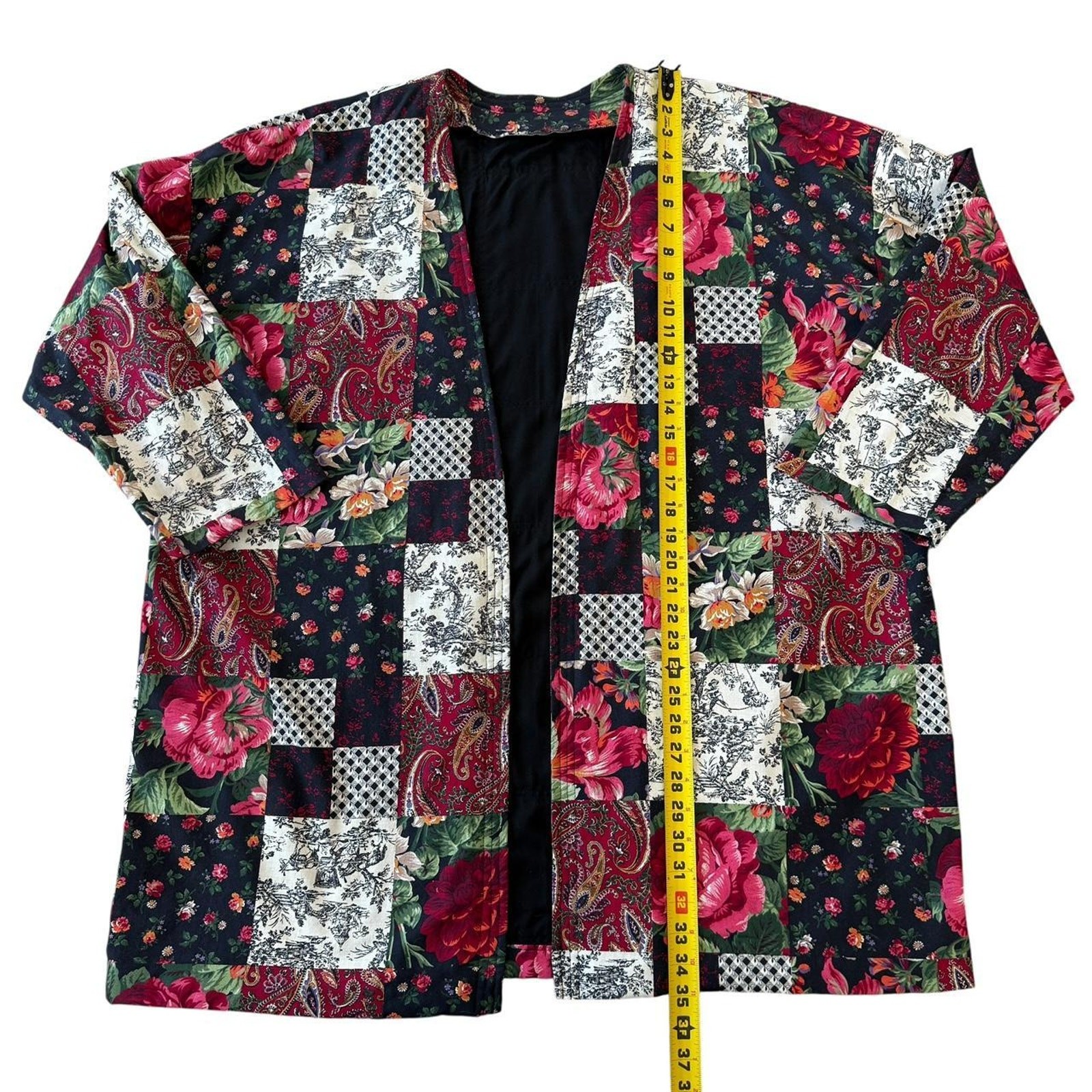 Handmade Patchwork Quilt Jacket Oversized Floral … - image 8