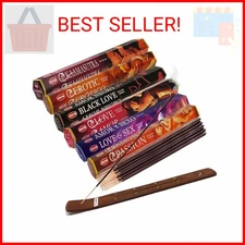 Hem Incense Sticks Variety Pack #24 and Incense Stick Holder Bundle with 6 Love 
