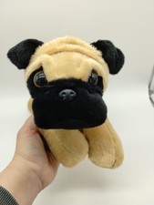 Aurora Tan Black Pug Dog Puppy Plush Laying Down 14" 2022 With Tags