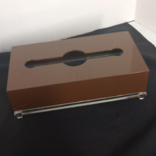 Vintage MCM Brown Lucite Tissue Box Cover Snaps To Base 10" Rectangle AS IS