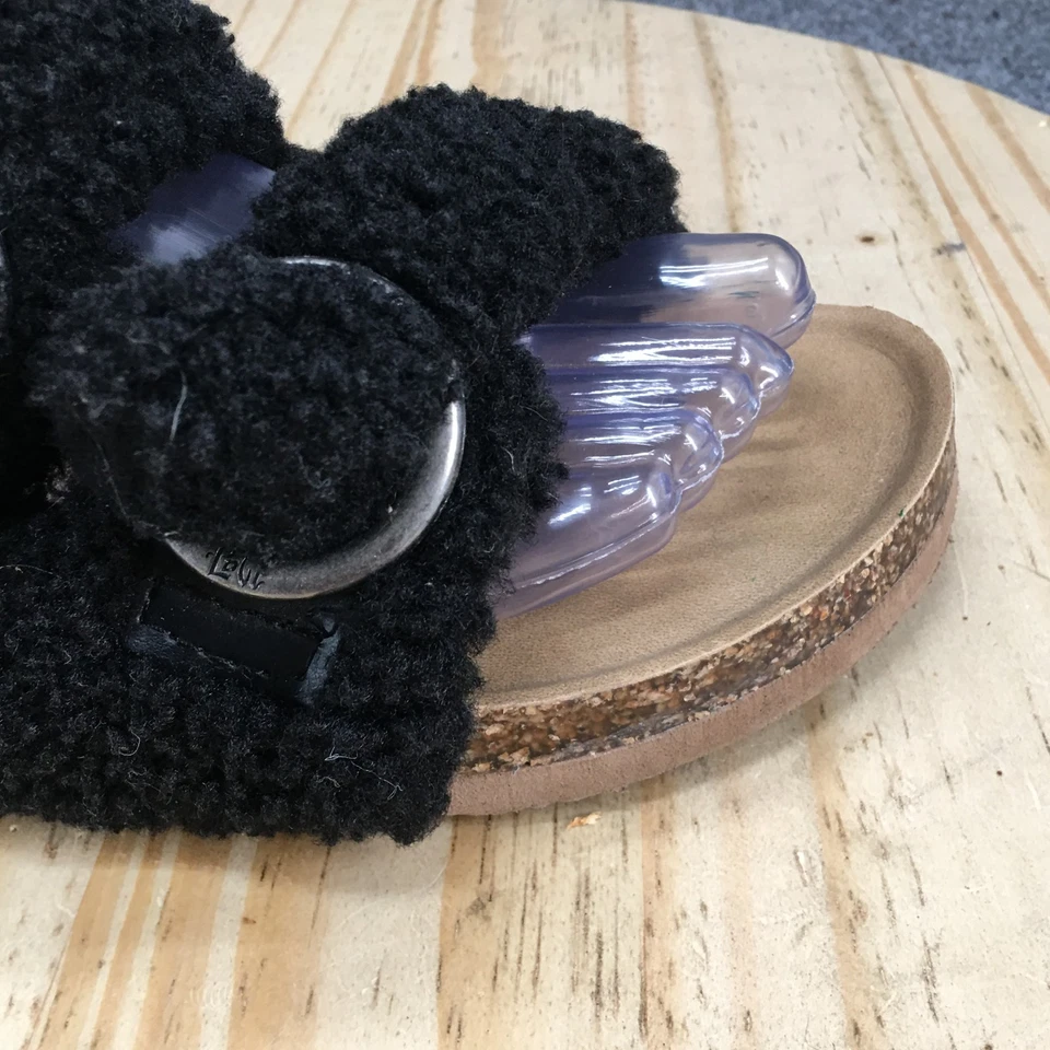 Mad Love Sandals Womens 9 Joanna Sherpa Lined Slide Black Slip On Comfort Flats - Image 3 of 4