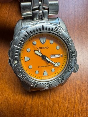 Seiko Scuba Diver Men's Watch 7N36-6A49  Orange Dial Nov 1992 NEW BAT 42mm