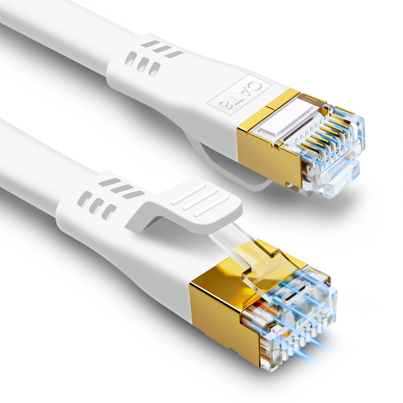 High-Speed 50ft CAT8 Flat Ethernet Cable 40Gbps 2000MHz