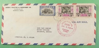 DR WHO 1958 LIBERIA TRATTORE PUBBLICITÀ POSTA AEREA USA R53706