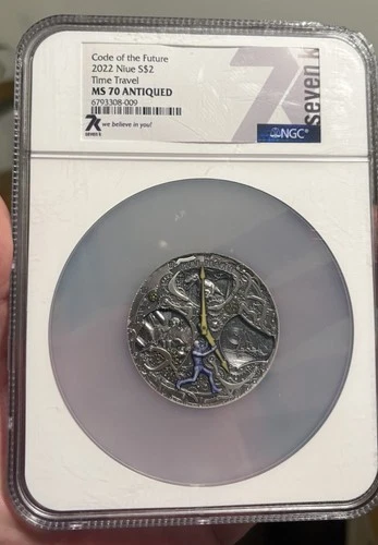 2022 Niue Code of The Future 2 oz Silver Antiqued Coin NGC MS70, Amazing Coin