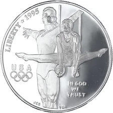1995 P Atlanta Olympics Gymnast Proof Commemorative 90% Silver Dollar US Coin