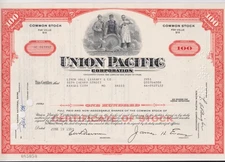 Union Pacific Railroad Corporation Stock Certificate Orange