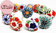 12 X Mix Vintage Look Flower Ceramic Knobs Door Handle Cabinet Drawer Cupboard P