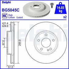 2x Bremsscheibe DELPHI BG5045C für MERCEDES KLASSE W177 V177 Sports Tourer W247