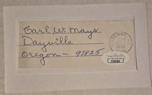 Carl Mays Signed Cut Autograph 3x5 Died 1971 Jsa Authentication 