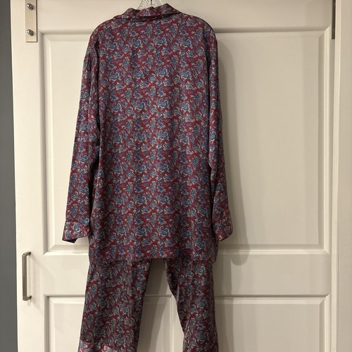 Christian Dior Pajama Set Mens Sz XL Burgundy Monsieur 100% Silk Paisley Print - Picture 5 of 8