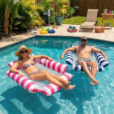 Pool Floats Adult Inflatable Hammock with Cooling Mesh, Portable Foldable Water