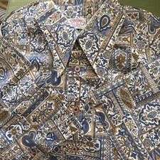 Vtg McGregor Shirt Mens 16.5 Scotset Blue Paisley SSleeve Button Down Made USA