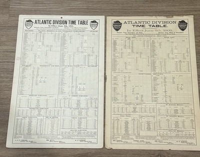 1901 1911 Lot Canadian Pacific Railway Atlantic Division Timetable Poster