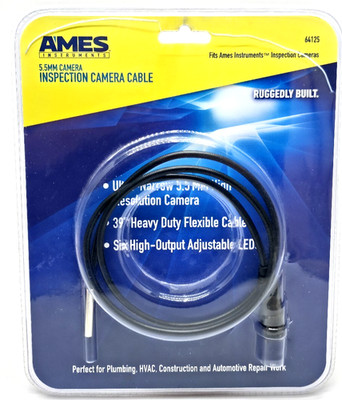 Ames 5.5mm Camera Inspection High Resolution 39  Heavy Duty Flex Cable 6 LED