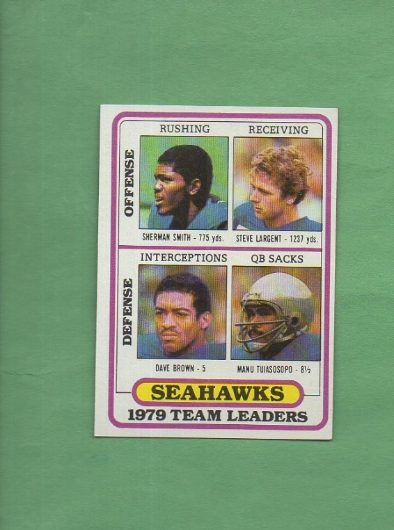 1980 Topps Football Set SEATLE SEAHAWKS TEAM LEADERS / CHECKLIST # 57 MARKED