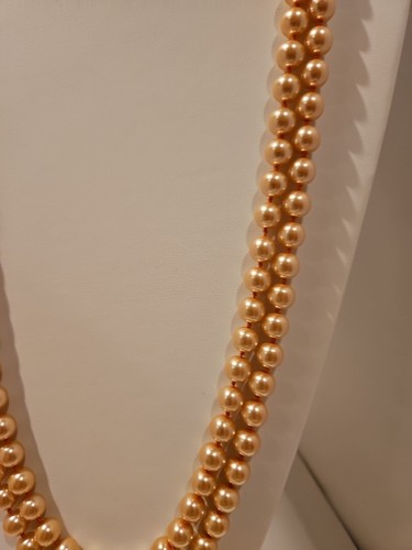 72" lange pfirsichrosa GLASPERLEN HANDGEKNÜPFT - Bild 5 von 8