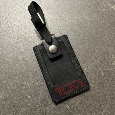Tumi Alpha Leder große Gepäcktasche Ausweisanhänger in schwarz & rot 10x6,5 cm GC 