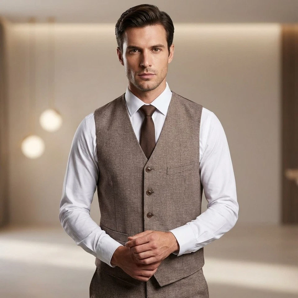 CG Club of Gents Herren Anzug Weste Slim Fit braun kariert 52.254J0 243150 23 - Bild 2 von 4