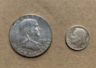 Lot Of 90% Silver Ben Franklin Half Dollar Coin And Roosevelt Dime 1963