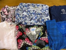 Lot of 6 Women's Medical Scrub Tops Size Medium Scrubs Blouses Shirts M Med USED