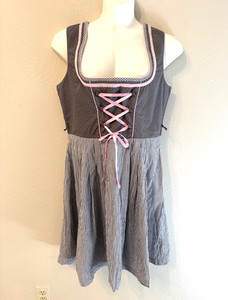 Landhaus Dirndl Oktoberfest Dress women's EU size 46 gray/pink German Austrian