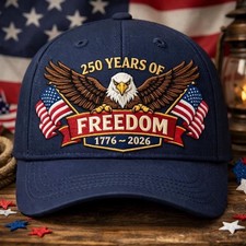 Custom 250th Anniversary Eagle Patriotic Embroidered Hat for Freedom Celebration