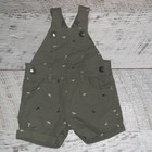 Baby boys sz 0-3 mths  OVERALLS - Cotton khaki dinosaurs adjustable straps
