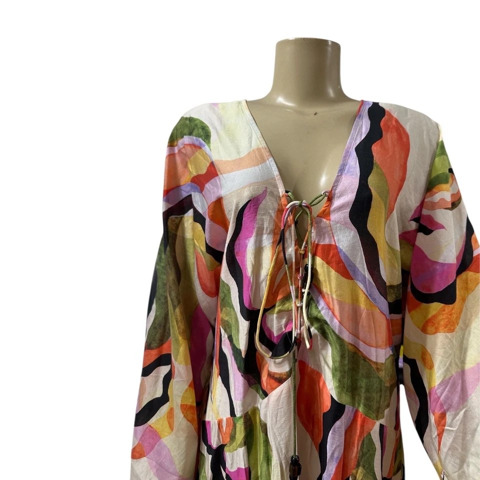 H&M Kaftan Long Maxi Dress Womens Large Bloggers Favorite Boho Oversized Hippie - Image 3 of 4