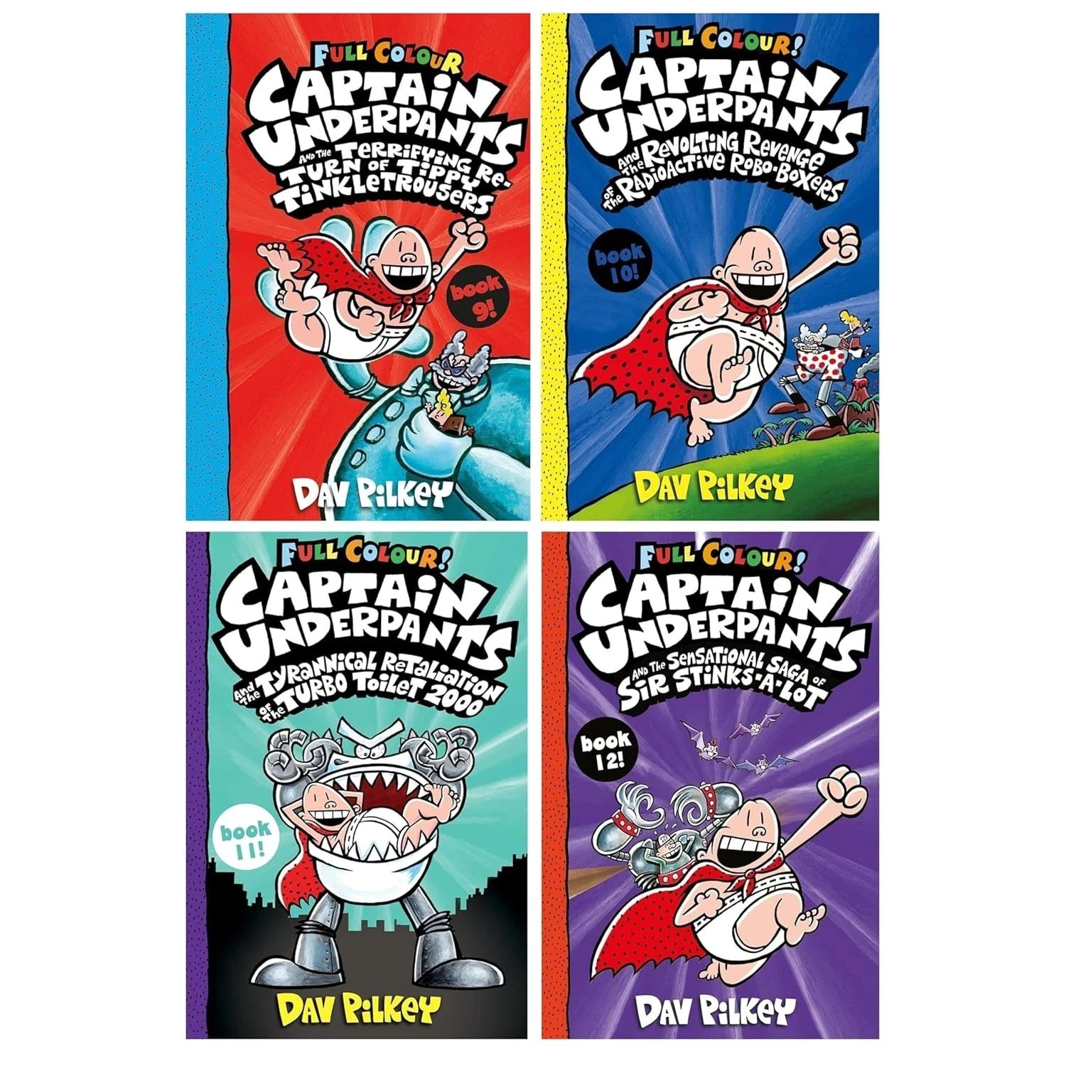 Captain Underpants Full Colour Series (9-12) Collection By Dav Pilkey 4 Books
