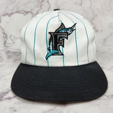 Vintage 90s Florida Marlins Blockbuster Video Promotional Pinstripe Snapback Hat