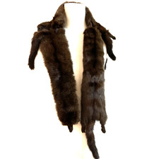 Vintage Four Pelt Full Body Mink Fur Scarf Stole Wrap One Size Brown Luxury 52"L