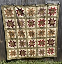 Patchwork And Star Quilt Throw Wall Hanging Handmade Machine Stitched 60 By 59