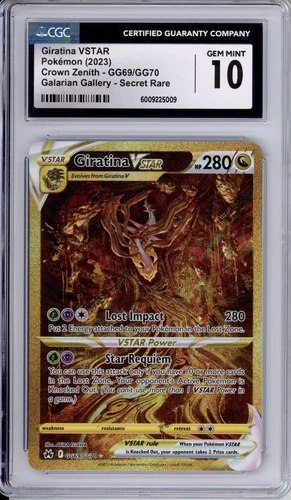 CGC 10 GEM MINT 2023 Pokemon Crown Zenith Giratina VSTAR Alt Art Gold Holo GG69
