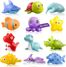 Infant Bath Toys for 18 Months - No Hole Animal Bathtub Toys, Baby Bath Tub Toys