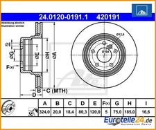 2 pieces brake disc ATE 24.0120-0191.1 for BMW X5